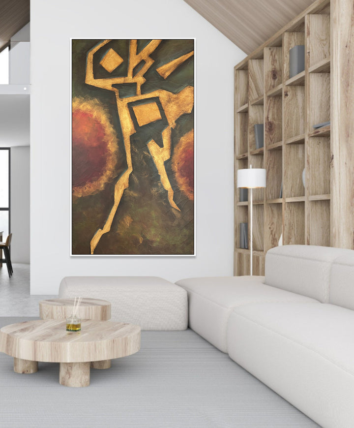 Large Original Abstract Gold Stream Paintings on Canvas Textured Handmade Painting Creative Minimalist Art Oil Painting for Home | STREAM IN THE FOREST 60"x36"