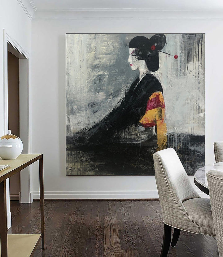 Abstract Geisha Paintings On Canvas Japanese Art Figurative Painting Original Acrylic Wall Art Geisha Portrait | GEISHA - trendgallery.ca