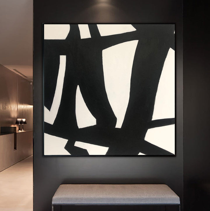 Large Abstract Art Hand Art Black Canvas Art White Franz Kline style | ROAD OF CHANGE - trendgallery.ca
