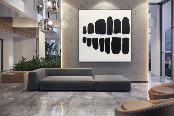 Black And White Art Abstract Minimalist Paintings On Canvas Stones Art Textured Painting Modern Hand Painted Wall Decor | COME TO LIGHT - trendgallery.ca