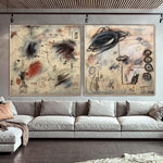 Abstract Oil Painting Canvas Beige Wall Art Neutral Artwork Diptych Painting Contemporary Wall Art Commission Painting | FUTURE IS COMING