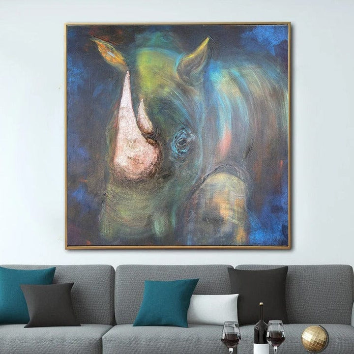 Large Original Abstract Rhino Paintings on Canvas Contemporary Art Textured Oil Painting Modern Creative Painting | RAW POWER
