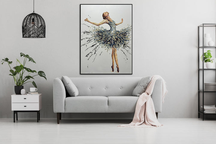 Original Ballerina Framed Painting Colorful Ballet Wall Art Abstract Impasto Artwork for Room Decor | BALLERINA ANNA 40"x30"