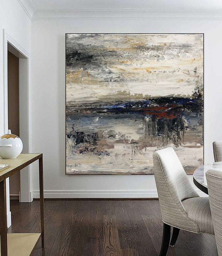 Abstract Painting Canvas Black and White Wall Art Neutral Painting Modern Artwork Contemporary Wall Art Luxury Painting for Living Room | VASTNESS - trendgallery.ca
