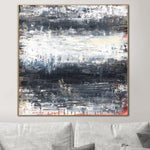 Large Abstract Original Oil Painting on Canvas Black And White Contemporary Monochrome painting as large living room wall art decor | INCONCEIVABILITY