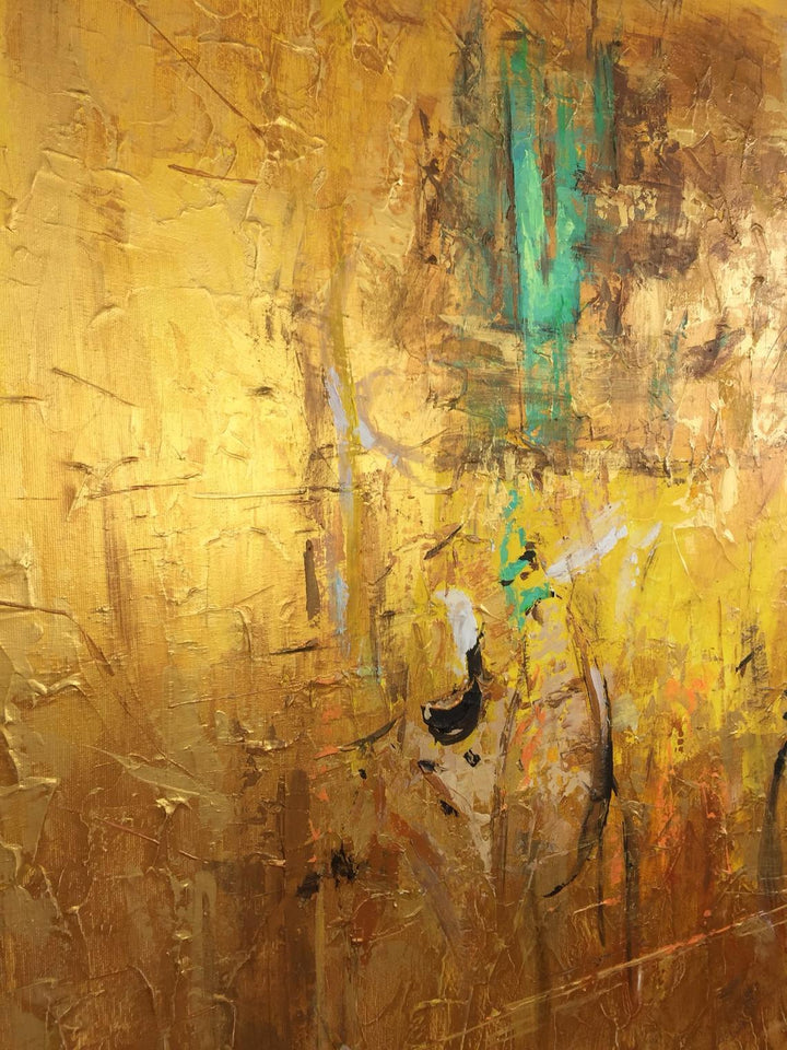 Abstract Art in Gold, Green and White | GOLD RUSH - trendgallery.ca