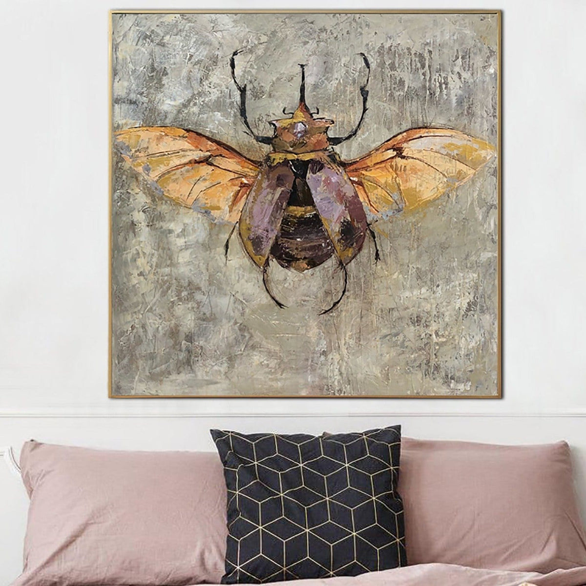 Impressionist Insects Stag beetle Painting On Canvas Large Nature Painting Insect Art Stag ...