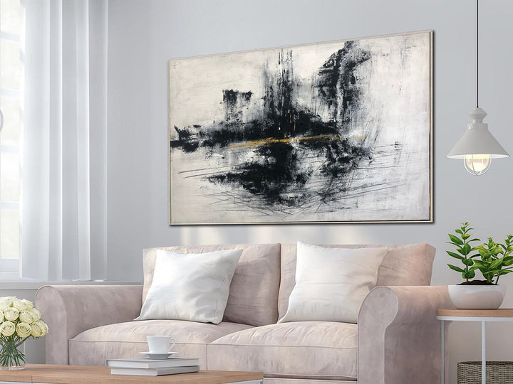 Black And White Abstract Painting Luxury Painting Large Wall Art Original Unique Painting Office Decor Acrylic Art | LEISURE COLORS