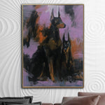 Abstract Dog Painting Doberman Artwork Very Peri Canvas Art Guard Dog Painting Hand Painted Art Contemporary Wall Art Luxury Painting | DOBERMANS
