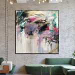 Extra Large Abstract Colorful Acrylic Painting On Canvas Beige Fine Art Modern Oil Painting Handmade Wall Art | BRIGHT MORNING
