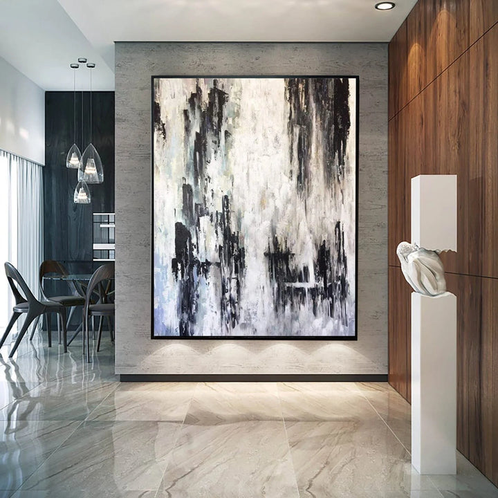 Abstract Landscape Art in White, Grey and Brown | RAIN VEIL - trendgallery.ca