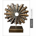Creative Round Wood Sculpture Modern Art Abstract Eclipse Original Hand Carved Home Decor | DANCE OF SOUND 16"x13.7"