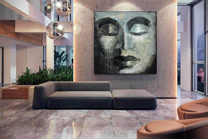 Buddhism Wall Art Buddha Painting Canvas Indian Religion Painting Gautam Buddha Canvas Meditation Siddhartha Painting Yoga Painting | ZEN 32"x32" - trendgallery.ca