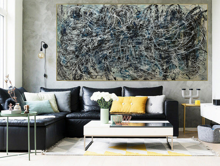 Abstract Colorful Jackson Pollock Style Oil Paintings Modern Wall Art for Living Room Decor | DISTURBANCE - trendgallery.ca