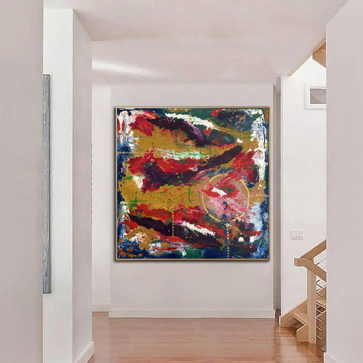 Large Abstract Colorful Paintings On Canvas Expressionist Art Original Painting for Living Room | REPRESENTATION 50"x50"