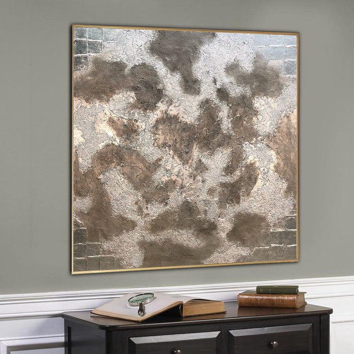 Large Oil Painting Original Beige Paintings On Canvas Abstract Gold Art Contemporary Wall Art Modern Wall Decor | MOON SURFACE - trendgallery.ca