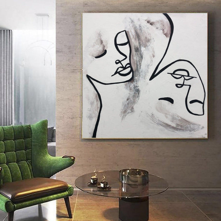 Large Acrylic Abstract Painting Black And White Canvas Wall Art Human Abstract Painting Canvas Painting Acrylic | TRANQUILITY - trendgallery.ca