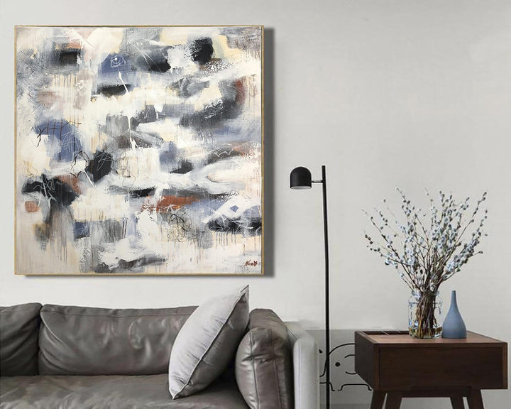 Abstract Beige Paintings On Canvas Colorful Wall Art Modern Texture Art Wall Decor | MORNING IN NORWAY