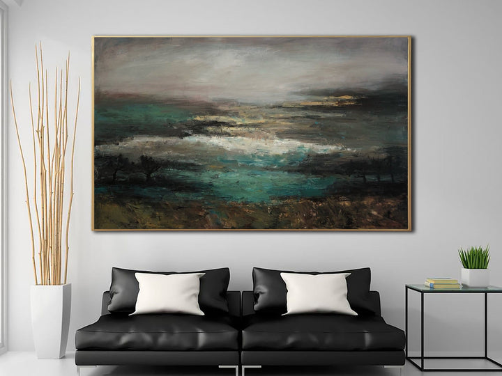 Large Abstract Landscape Paintings On Canvas Expressionist Art Modern Nature Art Hand Painted Artwork Textured Painting | NIGHT BEACH