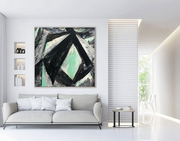 Abstract Black And White Paintings On Canvas Minimalist Art Geometric Painting Modern Fine Art Textured Wall Art | DARK PORTAL - trendgallery.ca