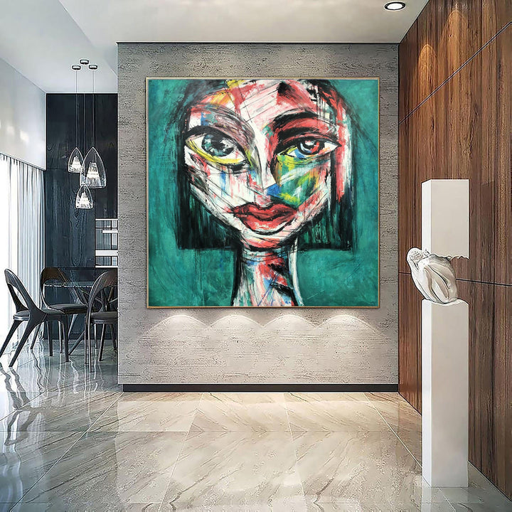 Large Cubist Painting Original Pop Art Painting Original Woman Face Painting Pop Art Creative Painting | LADY BIRD - trendgallery.ca