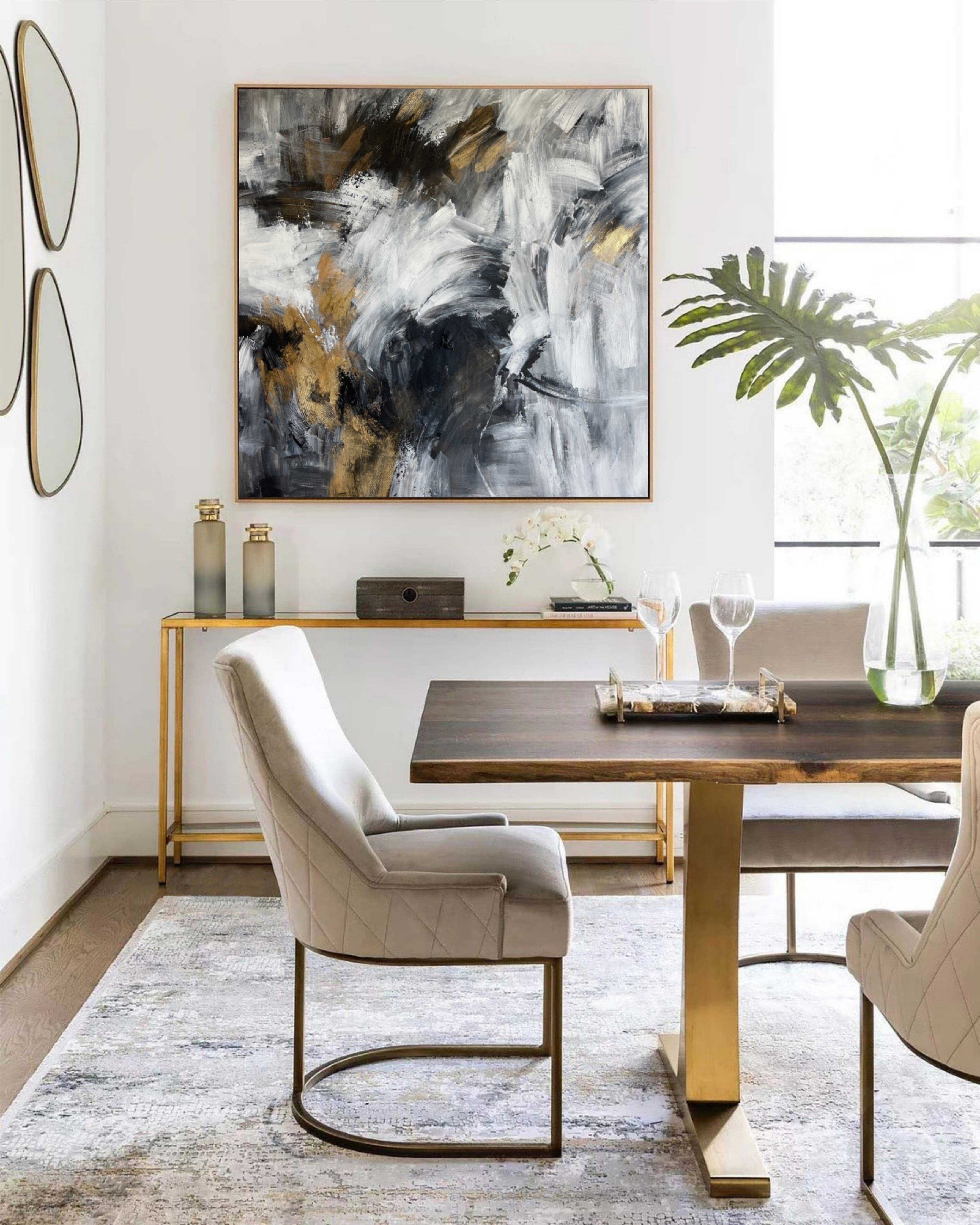 Original Colorful Wall Art Black and White Abstract Artwork Textured ...