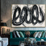 Abstract Spiral Painting Black And White Paintings On Canvas 30x40 Oil Painting Aesthetic Fine Art Modern Art Loop Wall Art for Living Room | SPIRAL