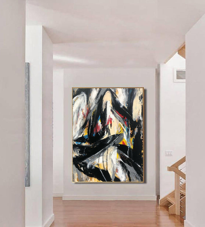 Abstract Painting on Canvas Dark Art Black Artwork Contemporary Wall Art 54x40 Art Brush Stroke Art Painting for Home Decor | ENERGY MIX - trendgallery.ca