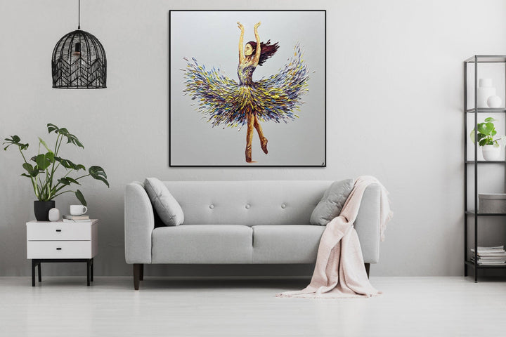 Abstract Ballerina Oil Painting Original Ballet Wall Art Dancing Woman Artwork for Home Decor | BALLERINA ROSE 26"x26"