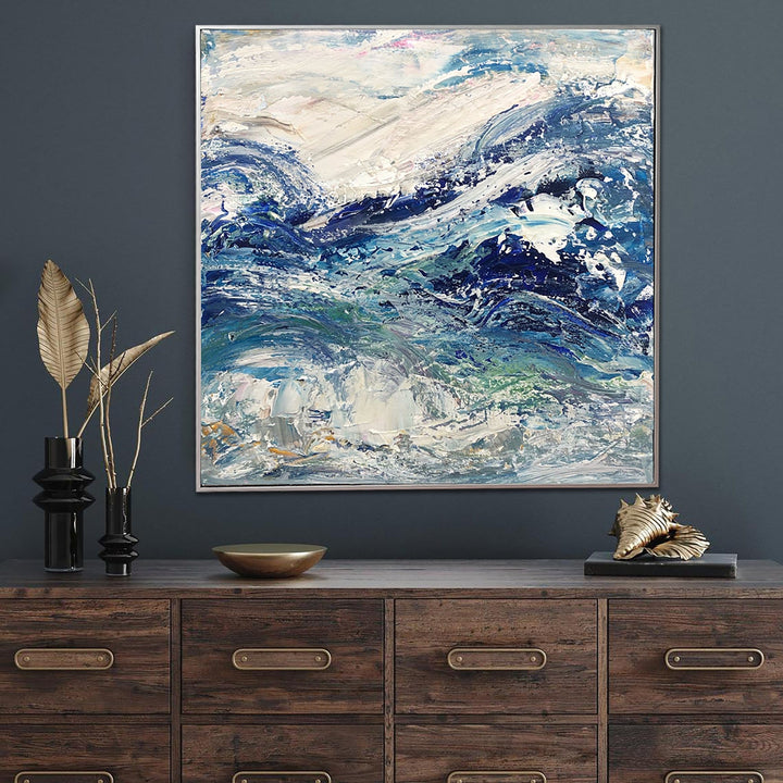 Large Ocean Waves Painting Seascape Canvas Blue Painting Wall Art Abstract Canvas Art Abstract Blue Waves Painting Wall Decor | PUZZLE OF THE SEAS
