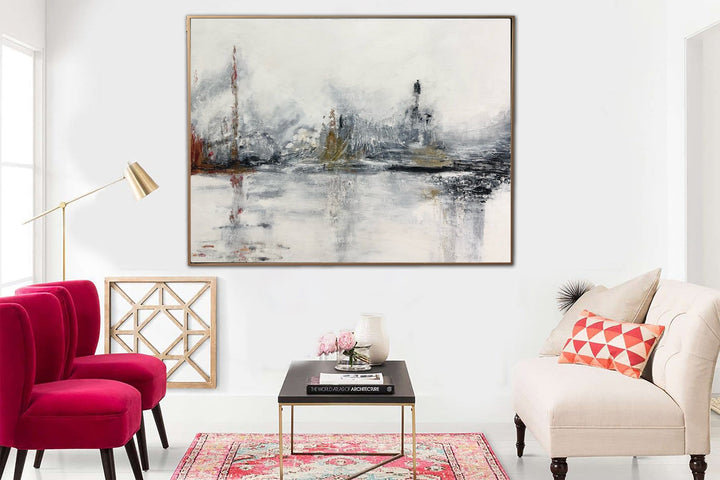 Large Abstract Paintings On Canvas In Gray And White Colors Original 40x60 Wall Art Modern Mountings Painting Neutral Wall Art | TOWN SQUARE - trendgallery.ca