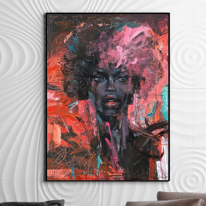 Large Original Abstract Red Fine Art African Woman Painting On Canvas Colorful Oil Acrylic Painting Modern Handmade Wall Art | SHADY LADY - trendgallery.ca