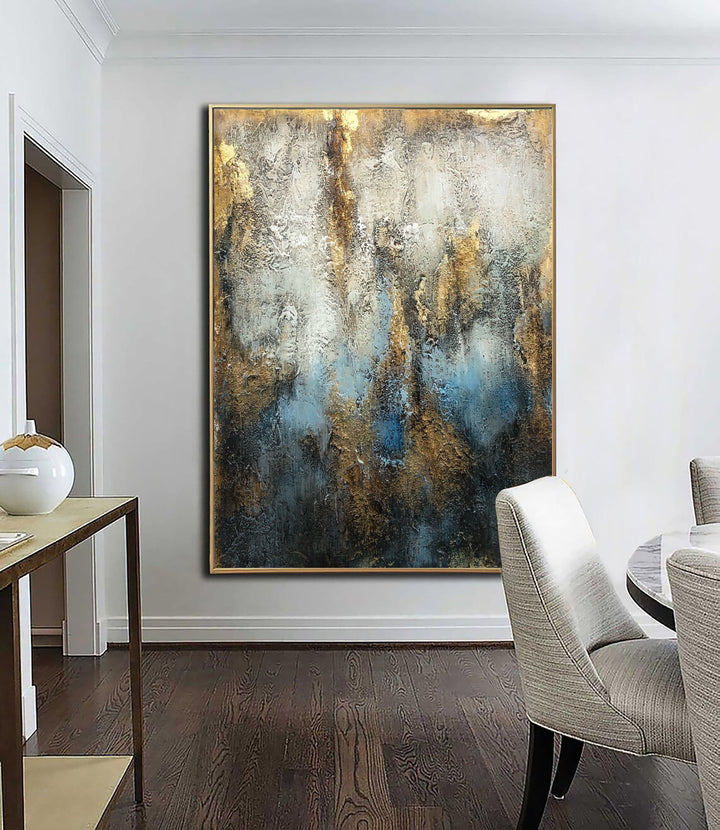 Abstract Painting on Canvas Gold Leaf Wall Art Heavy Textured Artwork Pasty Painting Wall Art 40x30 Art for Lake House Wall Art | GRACE - trendgallery.ca