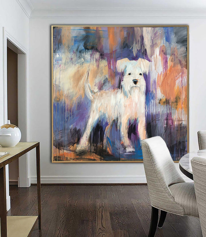 Abstract Schnauzer Painting on Canvas Animal Wall Art Vivid Artwork Dog Painting 40x40 Art Pet Painting Wall Decor | MINIATURE SCHNAUZER - trendgallery.ca