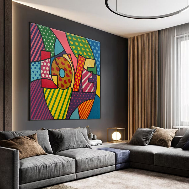 Original Colorful Romantic Acrylic Painting Abstract Love Letters Modern Artwork for Bedroom | BRIGHT LOVE 26"x26" - Trend Gallery Art | Original Abstract Paintings