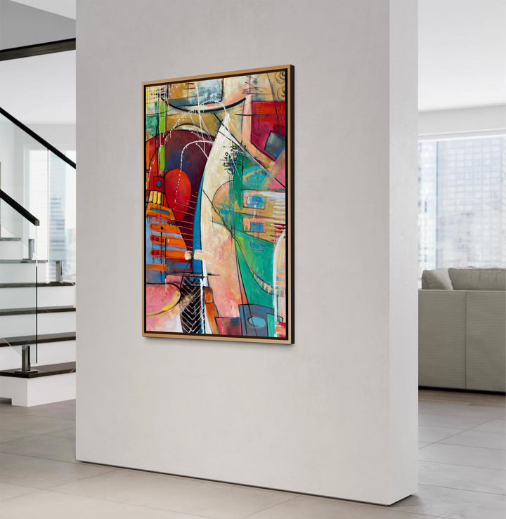 Abstract Colorful Cityscape Painting On Canvas Original Hand Painted Art | ABSTRACT DIMENSION 60"x46"