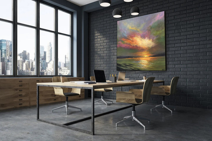Abstract Colorful Sunset Acrylic Painting Original Seascape Modern Wall Art for Living Room Decor | AWAKENING - trendgallery.ca