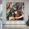 Large Abstract African Woman Face Painting in Black And Red Colors Abstract Figurative Fine Art Original Handmade Artwork | FEMALE ESSENCE - trendgallery.ca