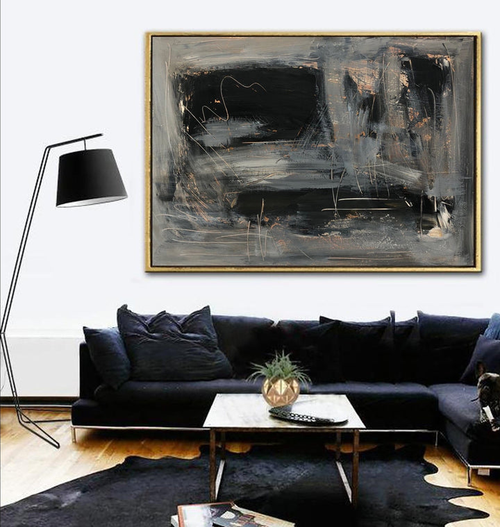 Abstract Oil Painting Canvas Dark Wall Art Abstract Expressionism Painting Textured Artwork Contemporary Art Luxury Painting | DARK SHAPES