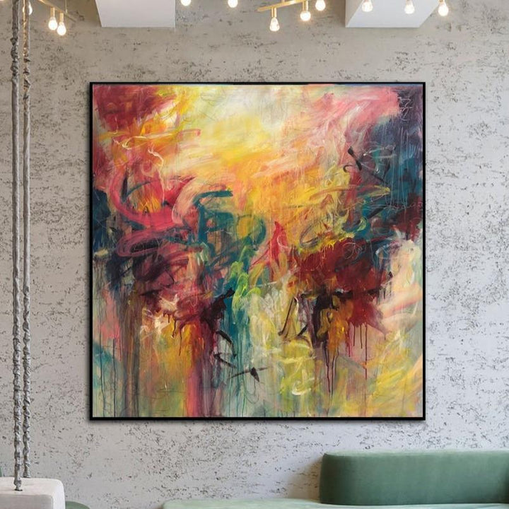 Extra Large Colorful Abstract Painting On Canvas Modern Acrylic Oil Painting Handmade Abstract Fine Art | STRAWBERRY FIELDS - trendgallery.ca