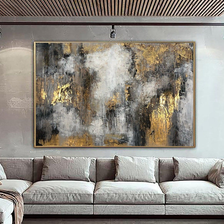 Large Abstract Oil Paintings On Canvas Gold Leaf Artwork Heavy Textured Wall Art Luxury Painting Original Hand Painted Art Wall Decor | ENERGY FLOWS - trendgallery.ca
