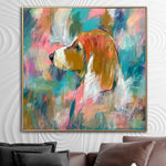 Original Abstract Dog Paintings On Canvas Colorful Beagle Painting Acrylic Hand Painted Artwork Modern Fine Art | BRITISH FORTITUDE
