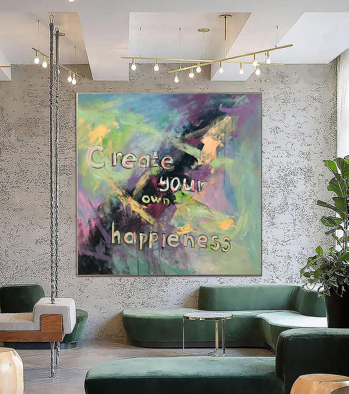Original Abstract Colorful Painting on Canvas Modern Vibrant Artwork Creative Motivational Painting | CREATE YOUR OWN HAPPINESS