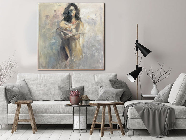Extra Large Oil Painting Large Canvas Art Oil Female Body Painting Modern Large Canvas Abstract Naked Woman Body Modern Artwork | NAKED SILENCE - trendgallery.ca