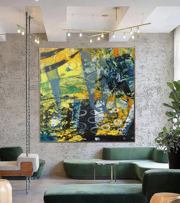 Original Abstract Colorful Paintings On Canvas Textured Hand Painted Art Ukraine Artist | BIZARRE WORLD 32"x32" - Trend Gallery Art | Original Abstract Paintings