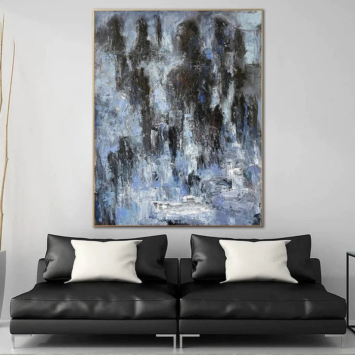 Abstract Snow Painting On Canvas Fresh Air Colorful Modern Texture Blue Artwork Winter Unique Wall Art Oil Painting | WINTER FRESH