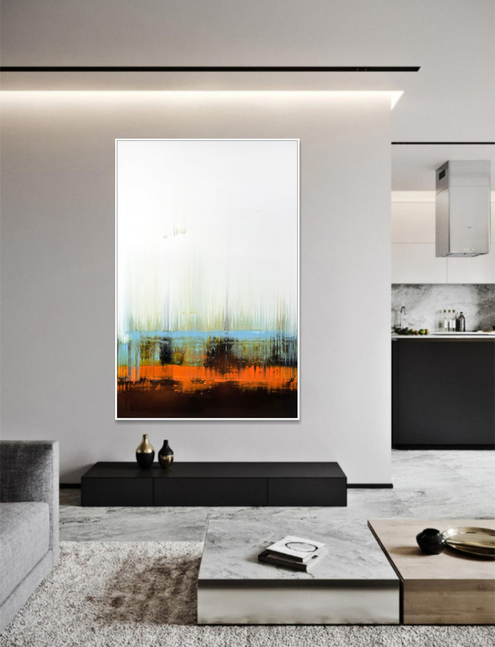 Large Abstract Beige Paintings On Canvas Abstract Colorful Minimalist Art Handmade Wall Art Decor | STRUCTURE 9 59"x37.4"