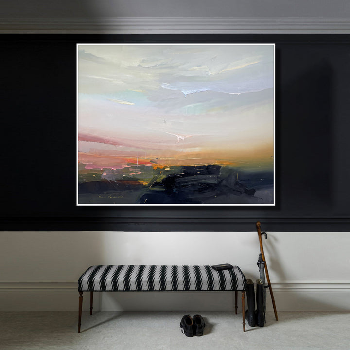 Original Abstract Colorful Landscape Paintings On Canvas Creative Acrylic Sunset Painting Minimalist Art In Neutral Colors | DEPTH OF NATURE 337 38.2"x47.2"