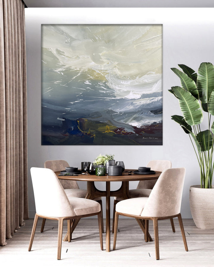 Large Abstract Colorful Paintings On Canvas Original Modern Oil Painting Textured Artwork Neutral Colors Handmade Oil Painting Wall Decor | DEPTH OF NATURE 299 39.4"x37"