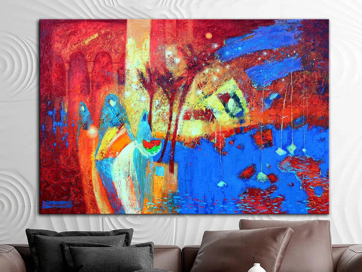 Original Red and Blue Paintings On Canvas Colorful Fine Art Abstract Handmade Painting Support Ukraine Artist Wall Decor | MIX UP